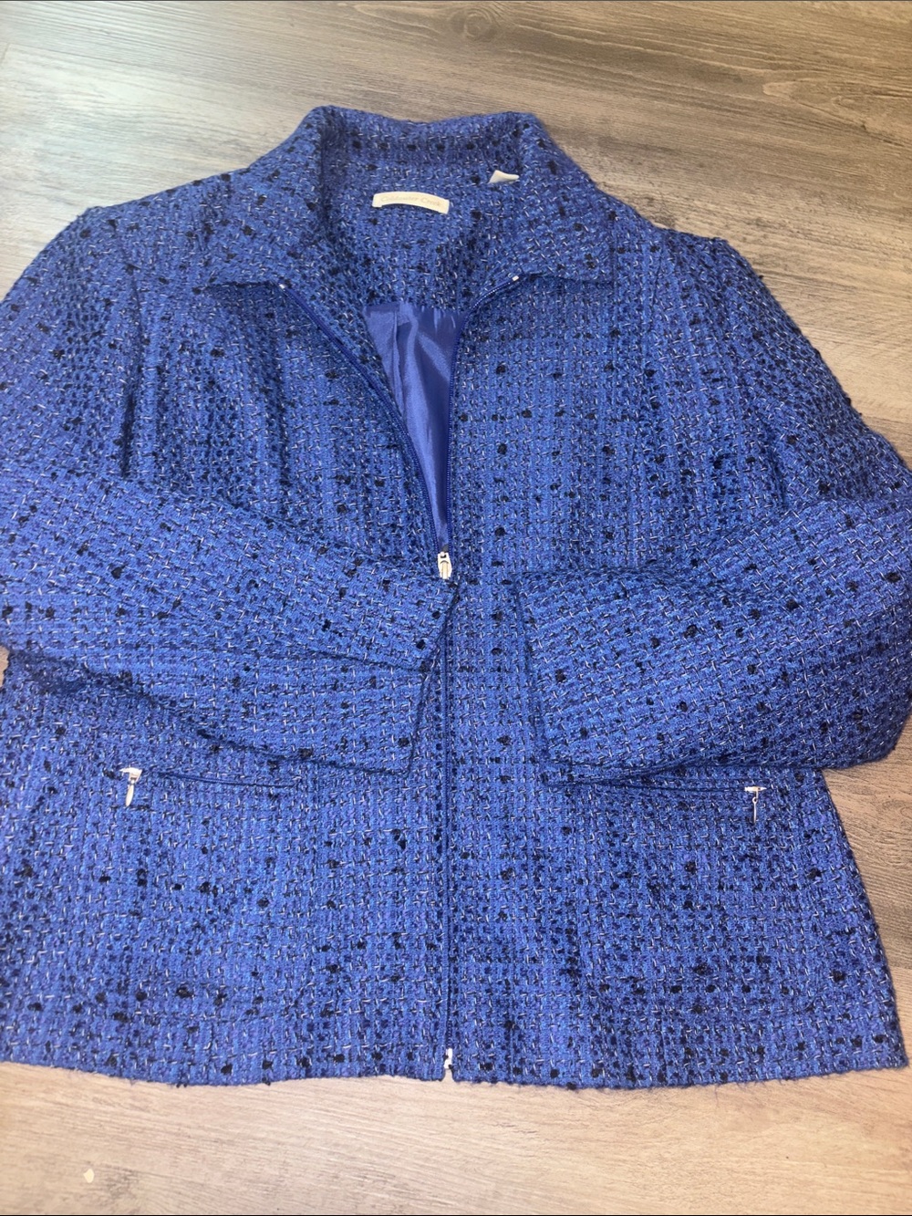 Coldwater Creek Royal Blue Textured Zip Jacket